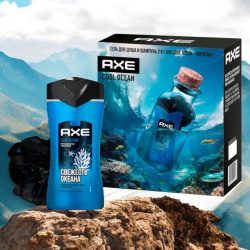 Подарочный набор AXE "COOL OCEAN" (гель для душа и шампунь 2 в 1 (250 мл) + мочалка для тела) / Подарочная упаковка